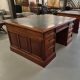 4x Engels mahonie/teak partnerdesk met lederen blad. 160 x 110