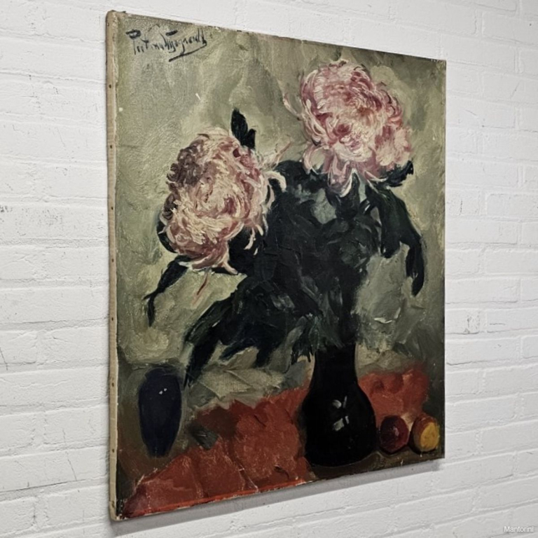 Schilderij Stilleven Met Chrysanten In Vaas Piet Van Wijngaerdt