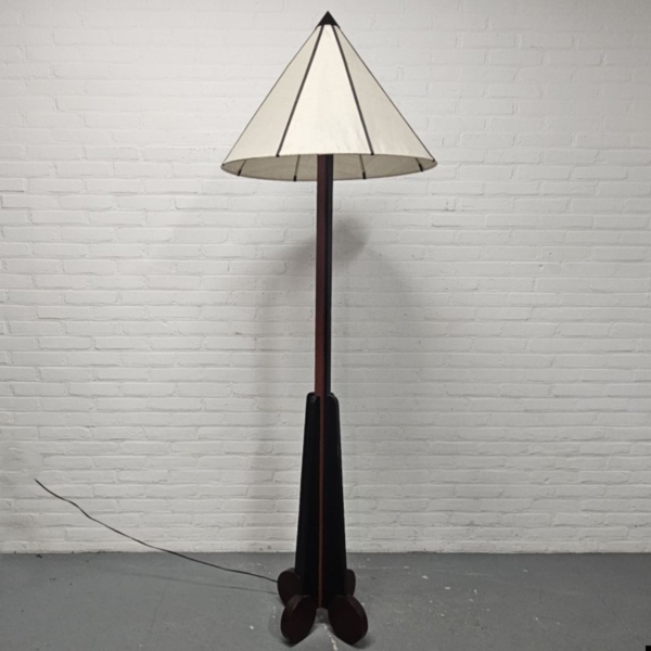 Amsterdamse school houten vloerlamp, Art Deco. Hoogte 210 cm - Afbeelding 4