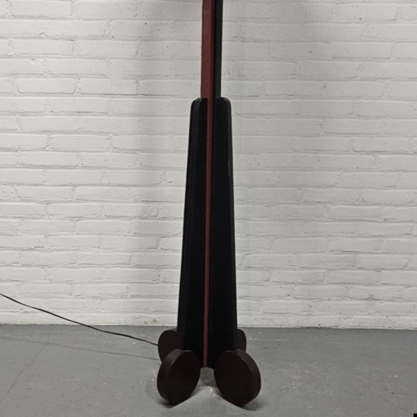 Amsterdamse school houten vloerlamp, Art Deco. Hoogte 210 cm - Afbeelding 8