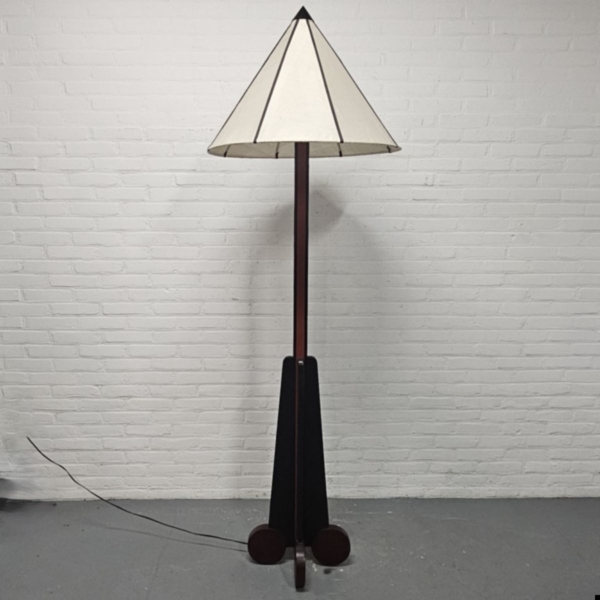 Amsterdamse school houten vloerlamp, Art Deco. Hoogte 210 cm - Afbeelding 2