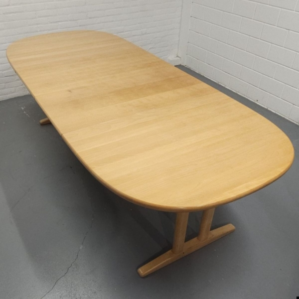 Deens beukenhouten uitschuifbare eettafel met 2 tussenbladen, Rubby. Lengte 254 cm - Afbeelding 6