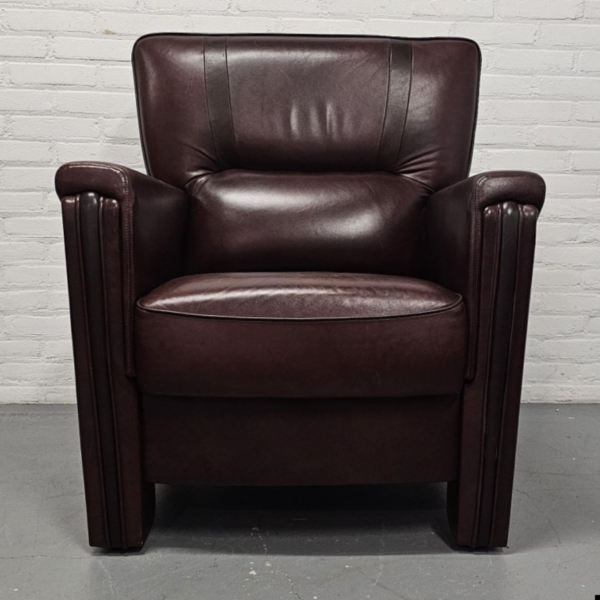 Lederen fauteuil in Art Deco stijl. Breedte 75 cm - Afbeelding 2