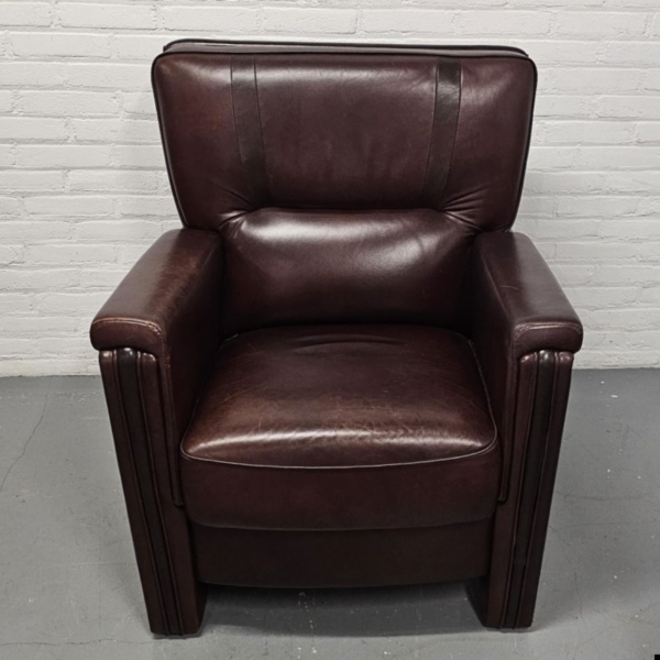 Lederen fauteuil in Art Deco stijl. Breedte 75 cm - Afbeelding 4