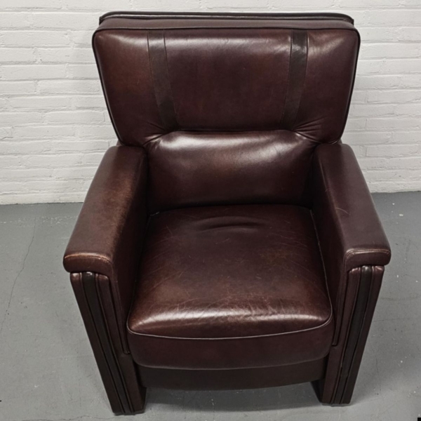 Lederen fauteuil in Art Deco stijl. Breedte 75 cm - Afbeelding 6