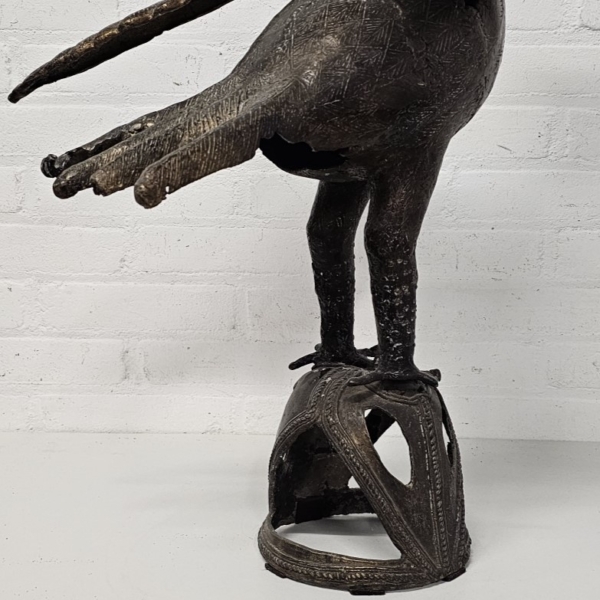 Afrikaans bronzen beeld van Bini Edo haan, ca. 1970. Hoogte 61 cm - Afbeelding 10